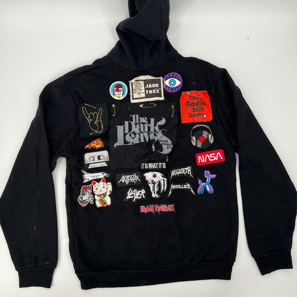American Apparel Other - Punk Heavy Metal Black Hoodie‎ Patches Slayer Anthrax Iron Maiden Megadeath